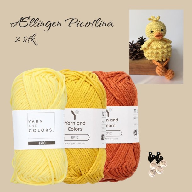 Hklekit til 2 stk. LLINGEN PICOTLINA (Golden Glow/Autumn og Brass/Autumn)