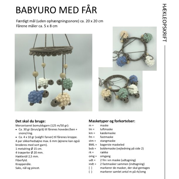 Hkleopskrift BABYURO MED FR (downloades fra ordrebekrftelsen)
