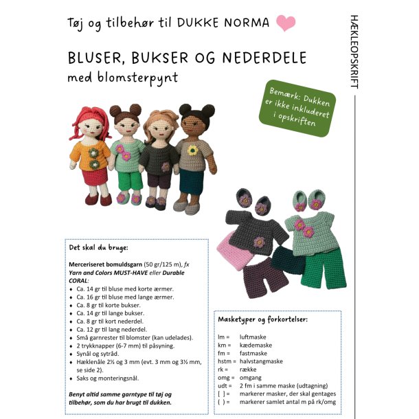 Tillgsopskrift til DUKKE NORMA - Bluser/bukser/nederdele