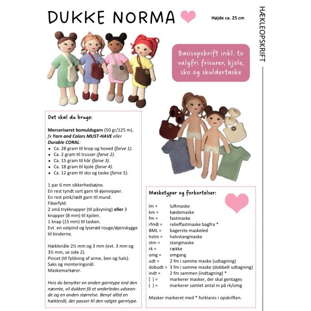 Hkleopskrift DUKKE NORMA (downloades fra ordrebekrftelsen)