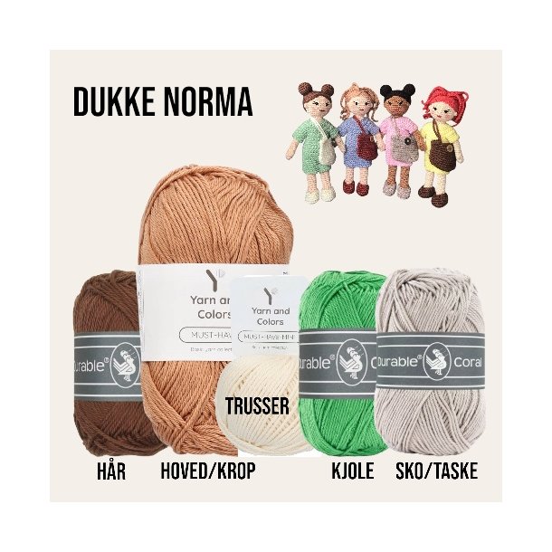 Hklekit til Dukke Norma, Fawn/Coffee, kjole: Golf Green