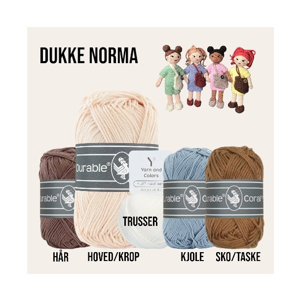 Hklekit til Dukke Norma, Pale Pink/Chocolate, kjole: Blue grey