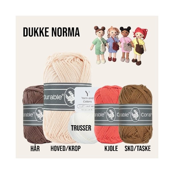 Hklekit til Dukke Norma, Pale Pink/Chocolate, kjole: Coral