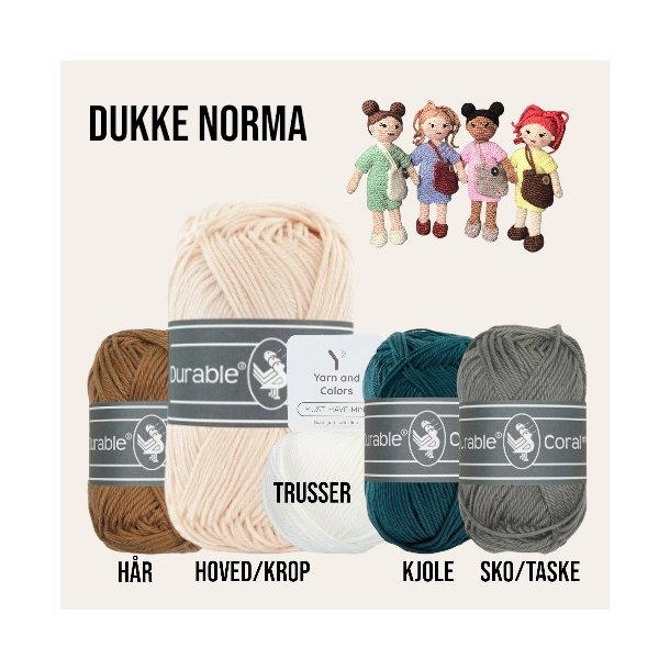 Hklekit til Dukke Norma, Pale Pink/Hazelnut, kjole: Petrol