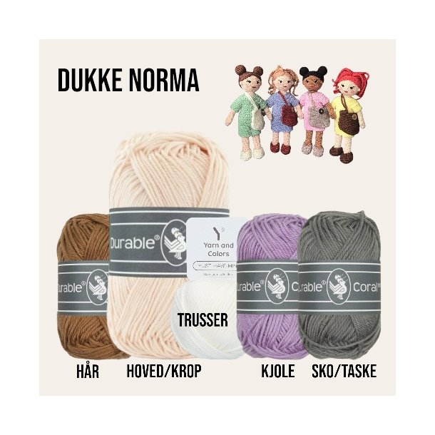 Hklekit til Dukke Norma, Pale Pink/Hazelnut, kjole: Lavender