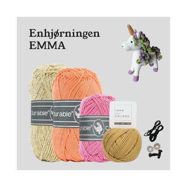 Hklekit til Enhjrningen Emma - APRICOT (med glimmergarn)