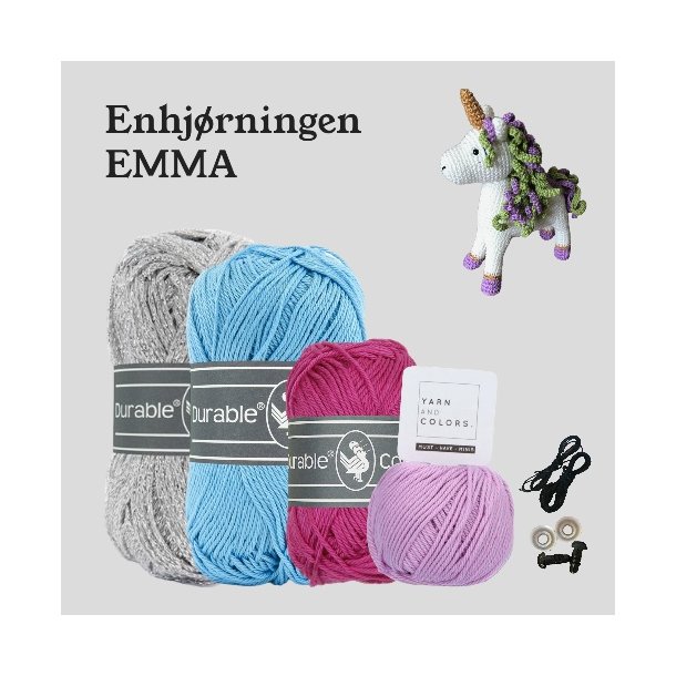 Hklekit til Enhjrningen Emma - SKY (med glimmergarn)