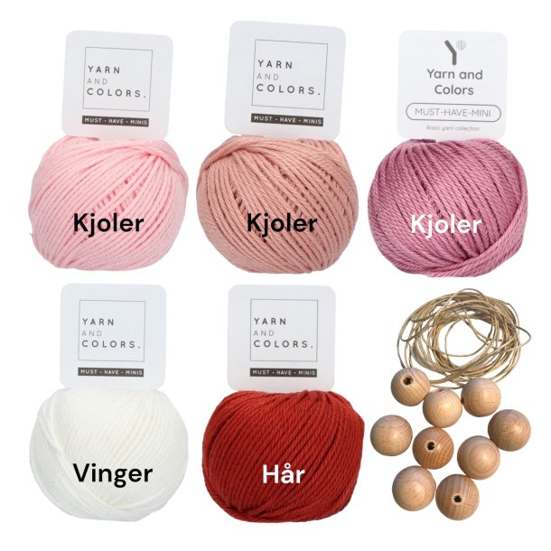 Hklekit Lille Stella (9 stk.), rosa nuancer/rdt hr