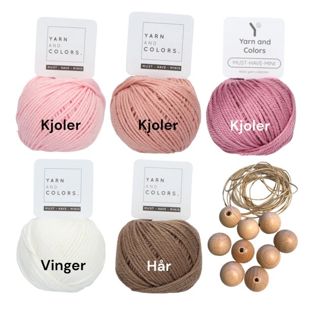 Hklekit Lille Stella (9 stk.), rosa nuancer/brunt hr