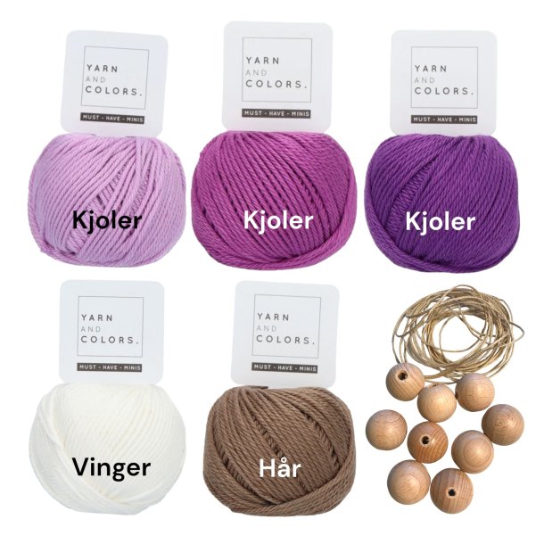 Hklekit Lille Stella (9 stk.), violette nuancer/brunt hr