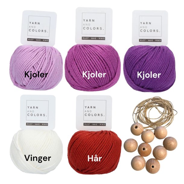 Hklekit Lille Stella (9 stk.), violette nuancer/rdt hr