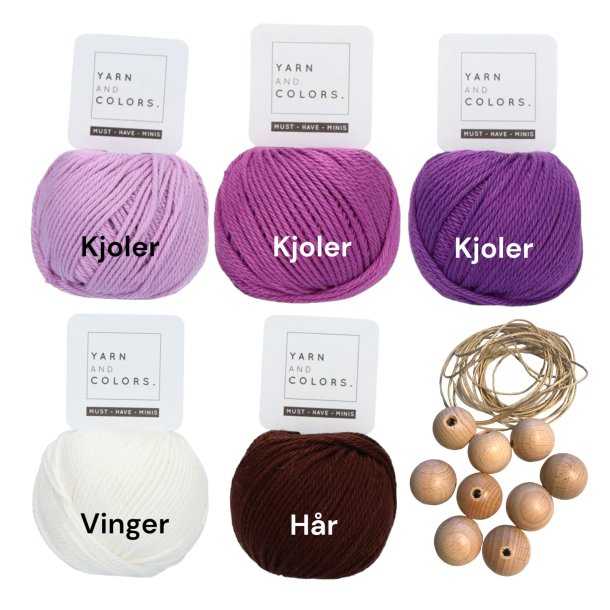 Hklekit Lille Stella (9 stk.), violette nuancer/mrkt hr