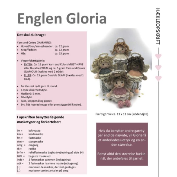 Hkleopskrift ENGLEN GLORIA (downloades fra ordrebekrftelsen)