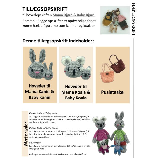 Tillgsopskrift til MAMA BJRN &amp; BABY BJRN - KANIN og KOALA (downloades fra ordrebekrftelsen)