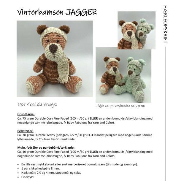 Hkleopskrift VINTERBAMSEN JAGGER (downloades fra ordrebekrftelsen)