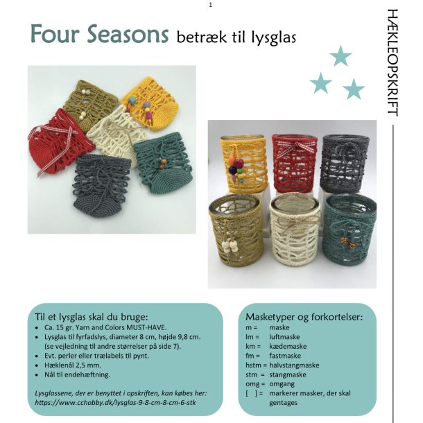 Hkleopskrift FOUR SEASONS betrk til lysglas (downloades fra ordrebekrftelsen)