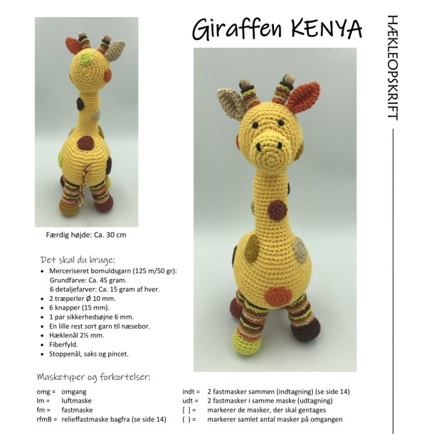 Hkleopskrift GIRAFFEN KENYA (downloades fra ordrebekrftelsen)