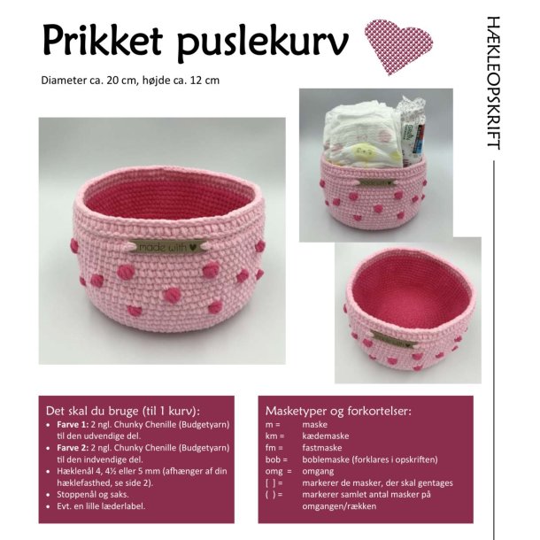 Hkleopskrift PRIKKET PUSLEKURV (downloades fra ordrebekrftelsen)