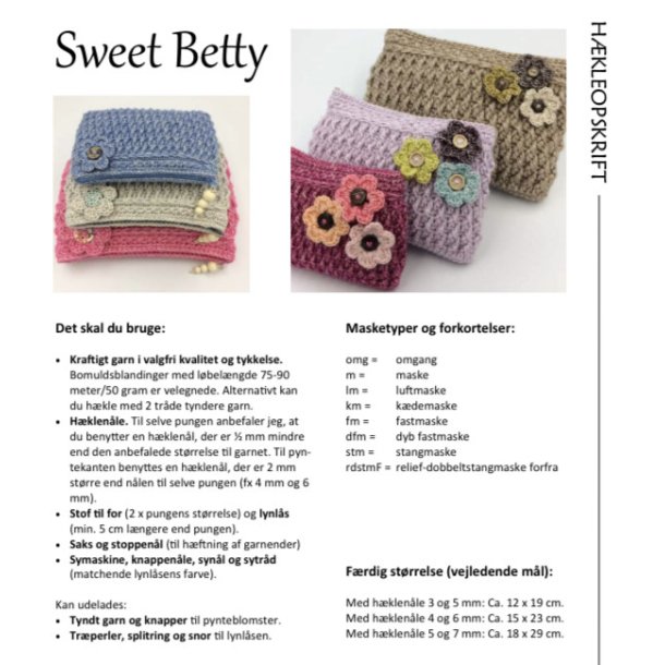 Hkleopskrift SWEET BETTY (downloades fra ordrebekrftelsen)