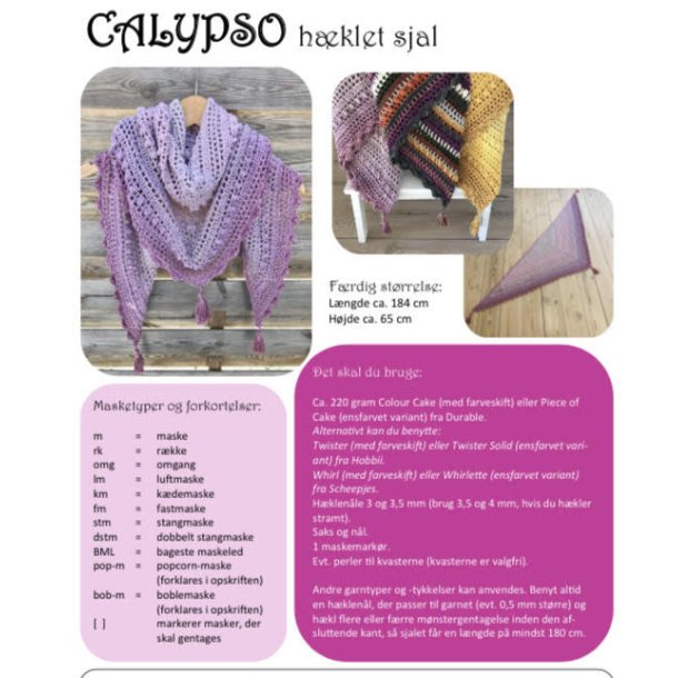 Hkleopskrift CALYPSO sjal (downloades fra ordrebekrftelsen)