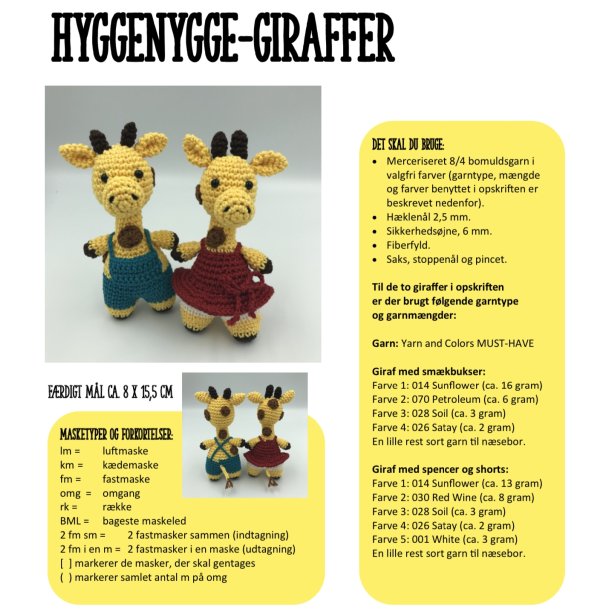 Hkleopskrift GIRAFFER - Hyggenyggerne (downloades fra ordrebekrftelsen)