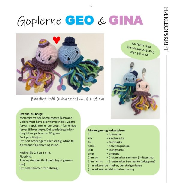 Hkleopskrift GOPLERNE GEO &amp; GINA (downloades fra ordrebekrftelsen)