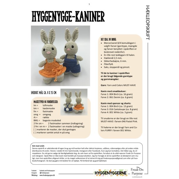 Hkleopskrift KANINER - Hyggenyggerne (downloades fra ordrebekrftelsen)