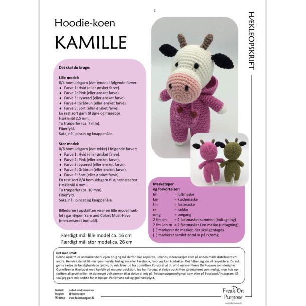 Hkleopskrift HOODIEKOEN KAMILLE (downloades fra ordrebekrftelsen)