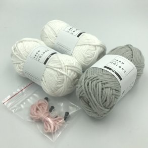 KRØLLE-kits med WHITE og SOFT GREY (hvid og lysegrå)